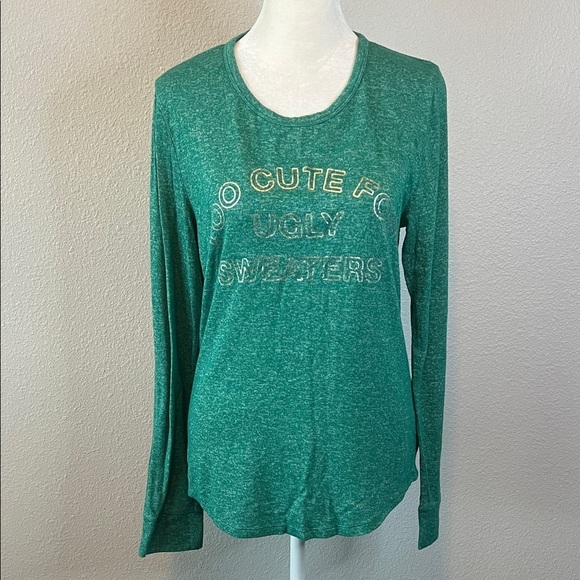Victoria's Secret Other - VS Pink Scoopneck Christmas Pajama Shirt Green Size Large